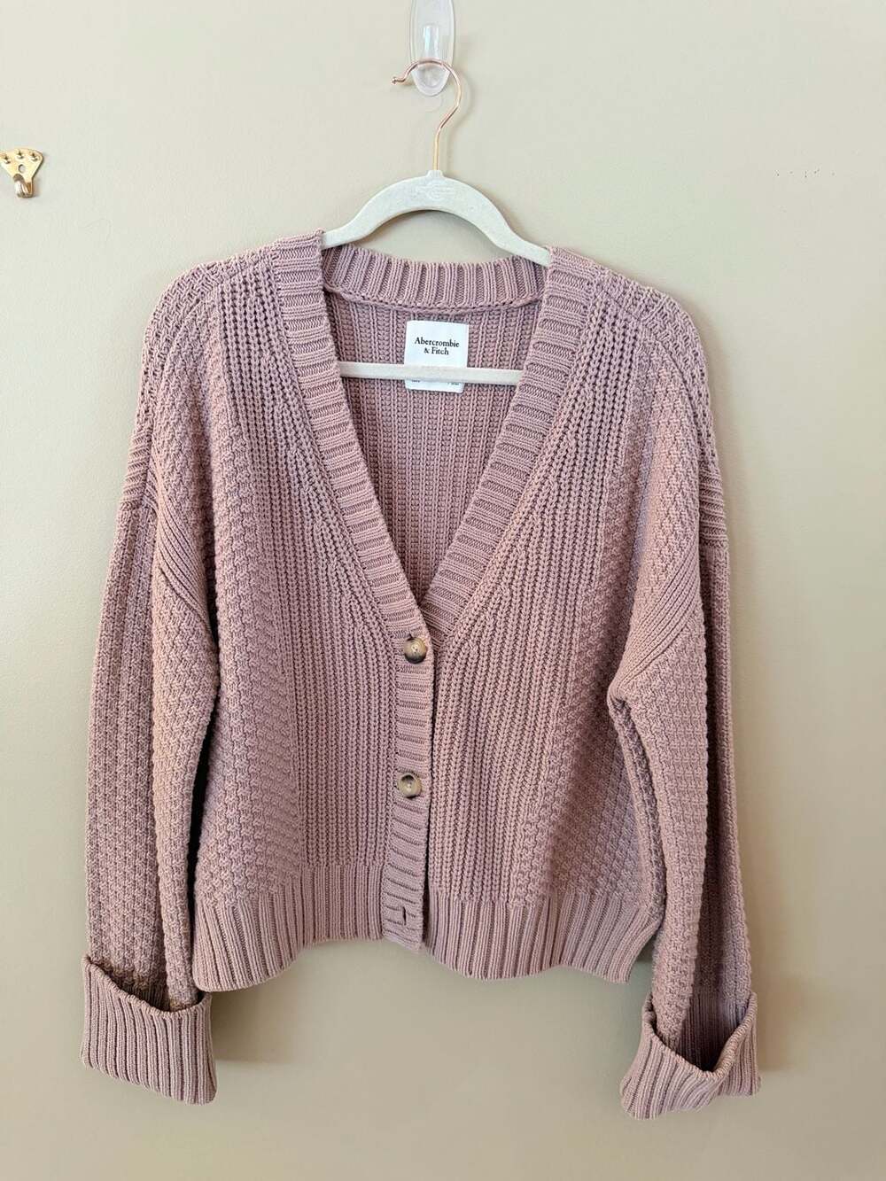 Abercrombie & Fitch Oversized Seed Stitch V-Neck Cardigan